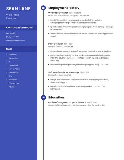 Web Page Designer Resume