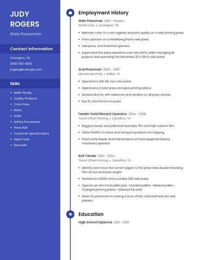 Web Pressman Resume