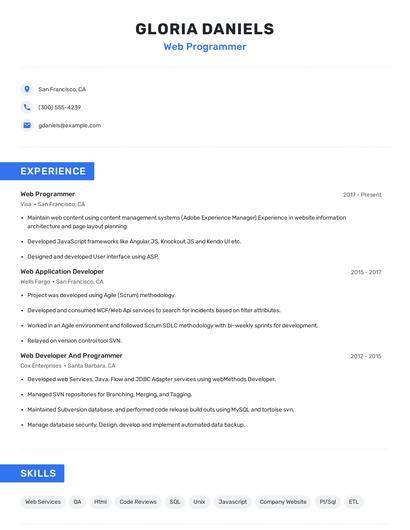 Web Programmer Resume