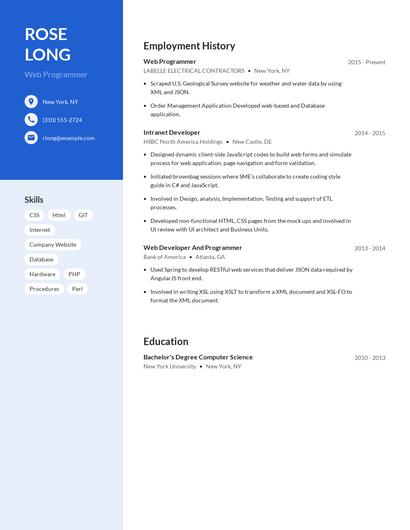 Web Programmer Resume
