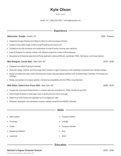 Resume example 1