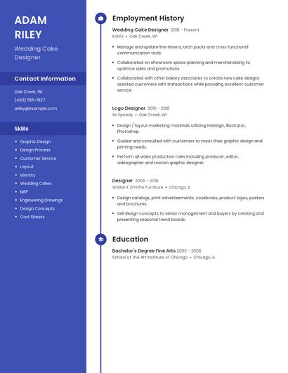 Wedding Cake Designer Resume
