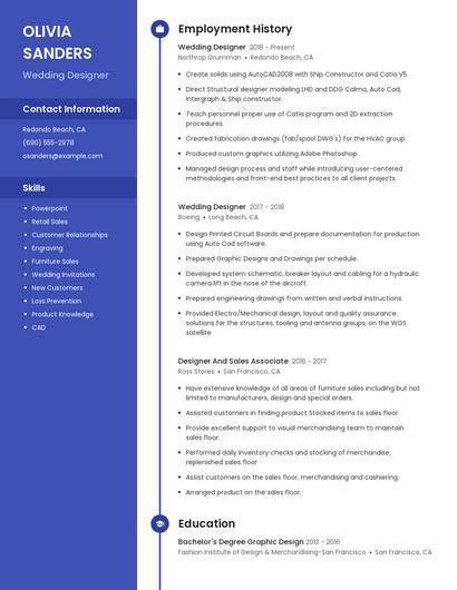 Wedding Designer Resume