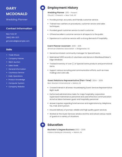 Wedding Planner Resume
