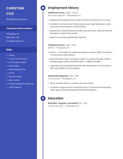 Weekend Anchor Resume