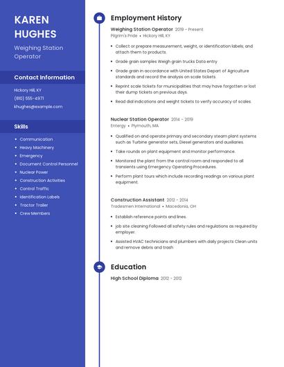 Weighing Station Operator Resume