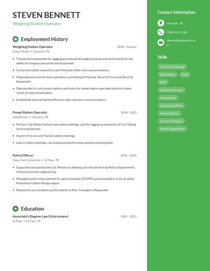 Weighing Station Operator Resume