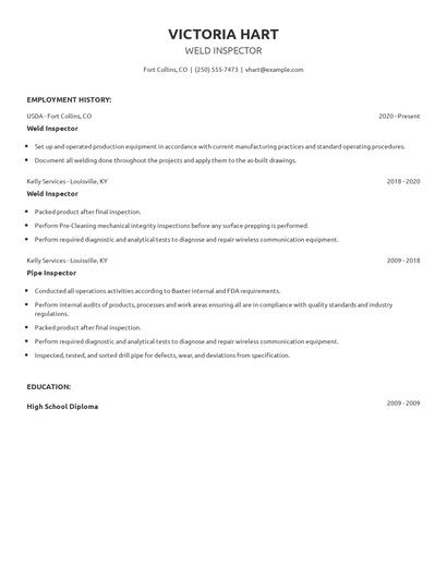 Weld Inspector Resume