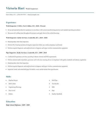 Weld Inspector Resume