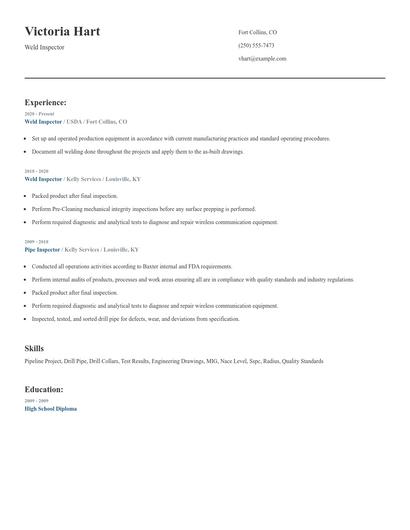 Weld Inspector Resume