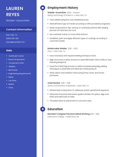Welder-Assembler Resume