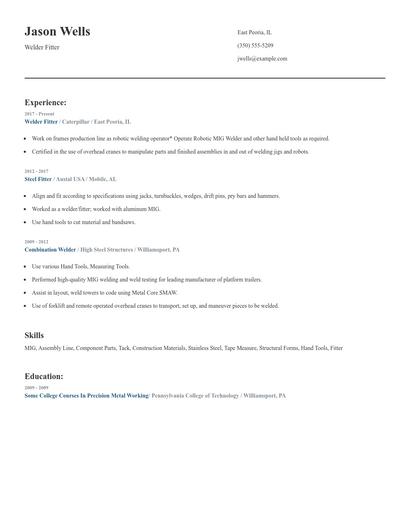 Welder Fitter Resume