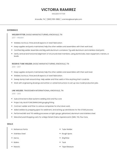 Welder Fitter Resume