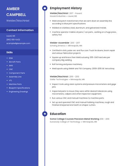 Welder/Machinist Resume