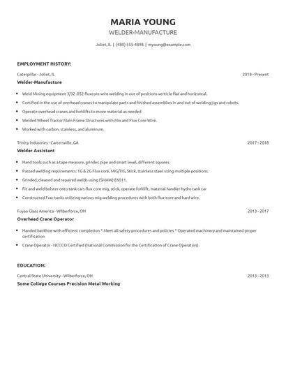 Welder-Manufacture Resume