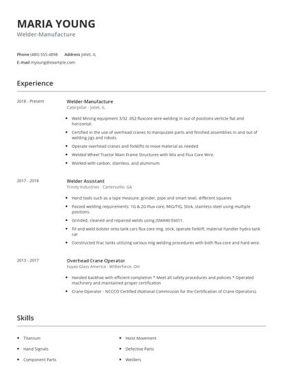 Welder-Manufacture Resume