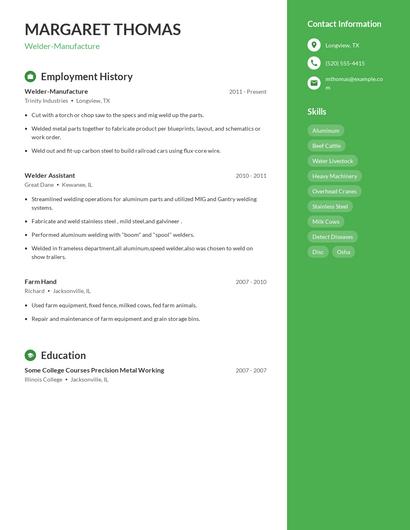 Welder-Manufacture Resume