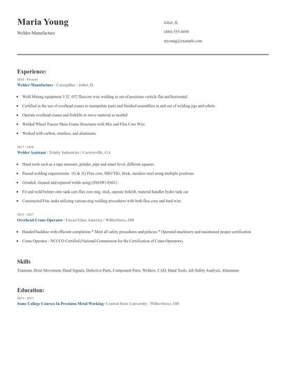 Welder-Manufacture Resume