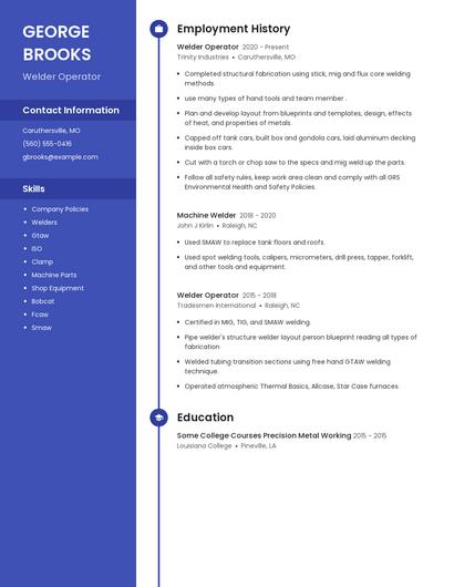 Welder Operator Resume