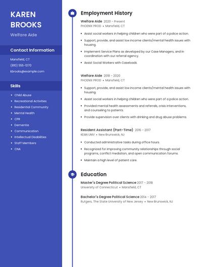 Welfare Aide Resume