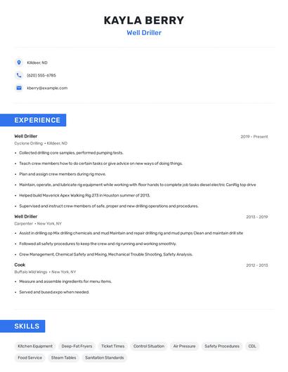 Well Driller Resume