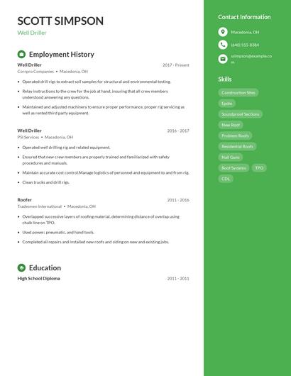Well Driller Resume