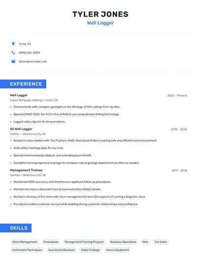 Well Logger Resume