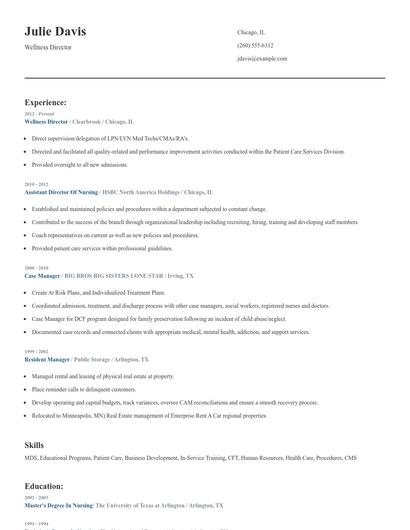 Wellness Director Resume