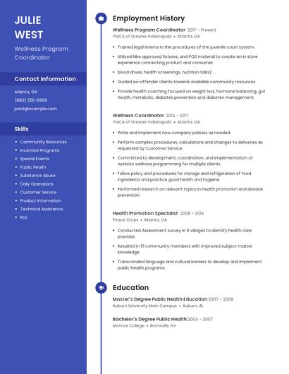Wellness Program Coordinator Resume