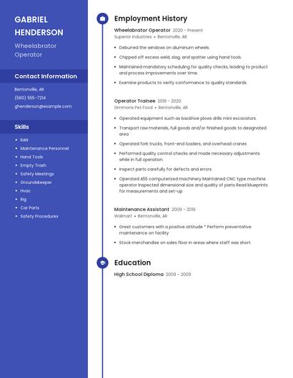 Wheelabrator Operator Resume