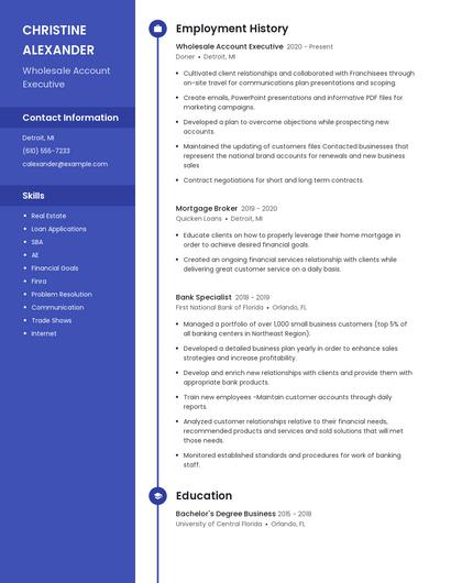 Wholesale Account Executive Resume