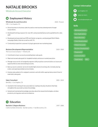 Wholesale Account Executive Resume