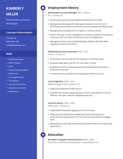 Wholesale Account Manager Resume