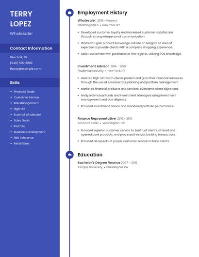 Wholesaler Resume