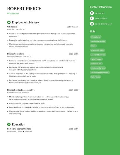 Wholesaler Resume