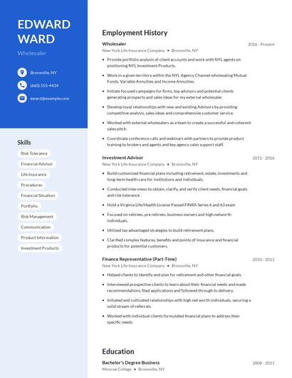 Wholesaler Resume