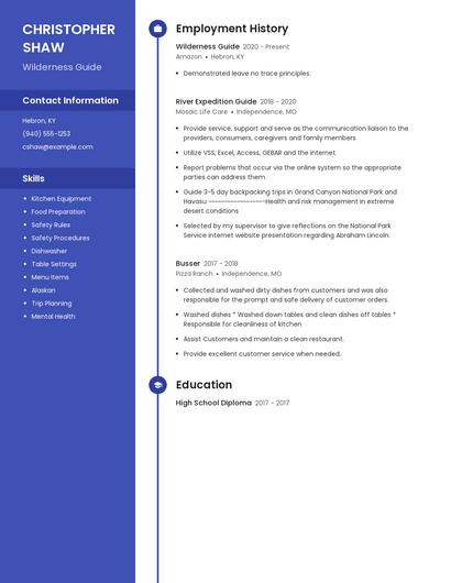 Wilderness Guide Resume