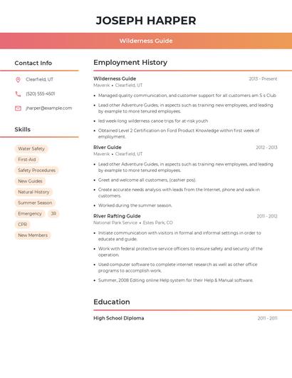 Wilderness Guide Resume