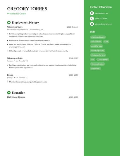 Wilderness Guide Resume