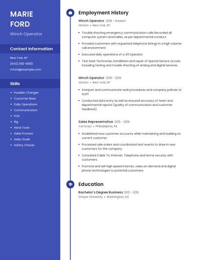 Winch Operator Resume