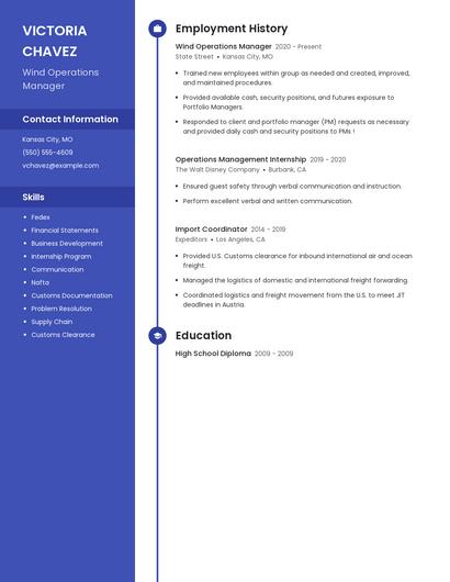 Wind Operations Manager Resume
