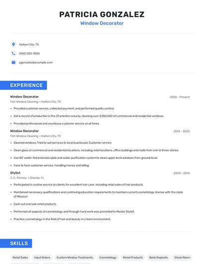 Window Decorator Resume