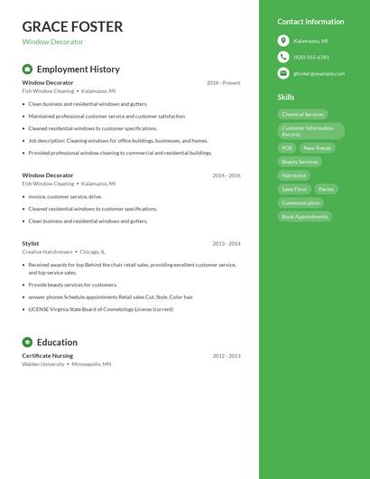 Window Decorator Resume