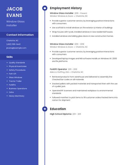 Window Glass Installer Resume