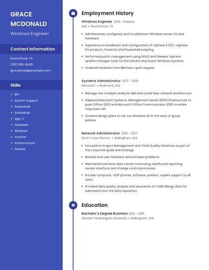 Windows Engineer Resume