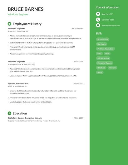 Windows Engineer Resume