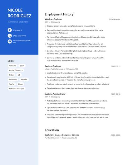 Windows Engineer Resume