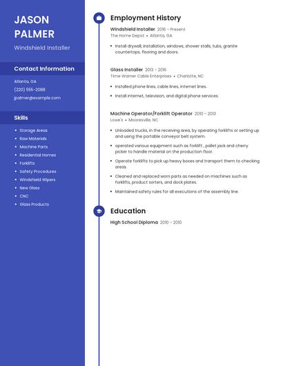 Windshield Installer Resume