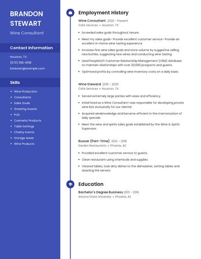 Wine Consultant Resume