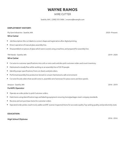 Wire Cutter Resume